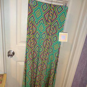 LuLaRoe maxi skirt size xxsmall new with tags greens blues yellow
